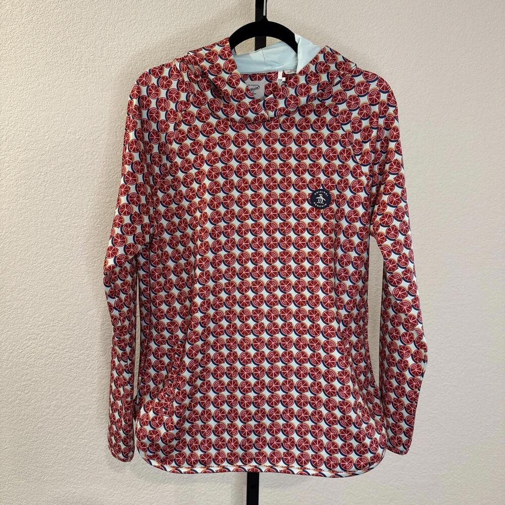 Original Penguin Red and White Patterned Pullover Hoodie